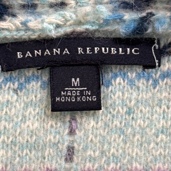 Banana Republic Soft Cozy Angora Wool Blue Pink Plaid Blazer SweaterWomen Medium - Picture 6 of 8